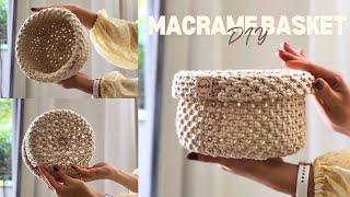 Macrame Basket Tutorial | DIY round macramé basket with a fold-over edge and a neat bottom