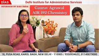 Gaurav Agrawal || INTERVIEW BY DIAS INDIA || AIR 192 RANK || IN CSE 2020 || CHEMISTRY OPTIONAL