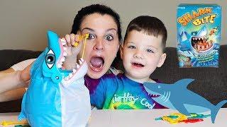 Caleb and Mommy Playing Family Fun Game Shark Bite