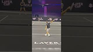 Roger Federer hitting the ball at the Laver Cup. (Wilson event to present the RF 01 racket) #tennis