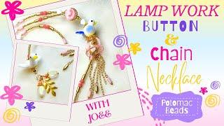 Lamp Work, Chain & Button Closure Necklace With Potomac Beads