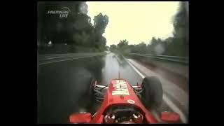 Michael Schumacher onboard on a wet and slippery Montreal 2003