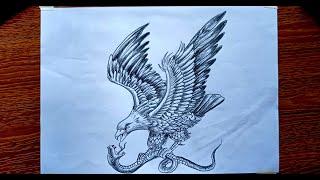 Eagle  Drawing with Pencil | Pencil Shading Bird | Pencil Sketch Art | Eagle with Snake Drawing