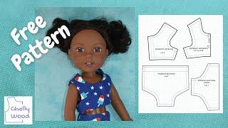 Free Doll Clothes Patterns: 15 inch Doll Swimsuit Bikini Top Part 2 #DollClothes #Sewing #DollCrafts