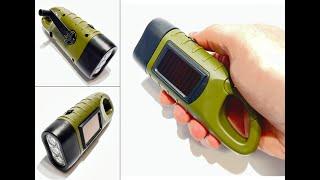 ХИТ: Фонарик на солнечной батарее + динамо машина DK Flashlight аккумуляторный, светодиод 3х0.5W