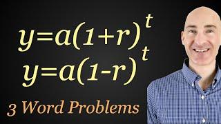 Write an Exponential Growth or Decay Function y=a(1+r)^t