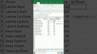 Compare old price Vs new price. up and down. #excelvideo #microsoftexcel #excel #trick #shorts #if