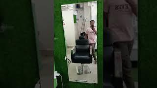 Unisex salon interior ideas, artificial grass work