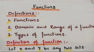 @btechmathshub7050 Functions- Introduction Definition of Functions,Domain,Range,Types of functions