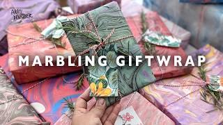 DIY WRAPPING PAPER – simple paper marbling to wrap Christmas presents