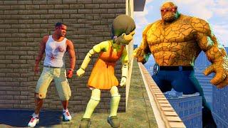 Franklin play HIDE AND KILL with Squid Game Doll & THING In GTA 5...