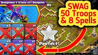 Dungeons and clash of Dragons coc Challenge - Easy 3 star with SWAG 50 Troops 8 Spell Clash of Clans