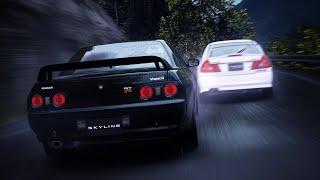 R32 VS EVO 4 | Assetto Corsa | Initial D Style 4WD vs AWD  Rain Battle