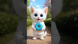  Cute Cat and the Blue Donut — A Sweet Encounter! 