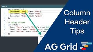 AG Grid Column Header Configuration Tips