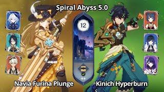 C0 Navia Furina Plunge & C0 Kinich Hyperburn - Spiral Abyss 5.0 Floor 12 Genshin Impact