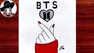 BTS Drawing Easy | Korean Tumblr Heart Drawing | BTS Army Drawing