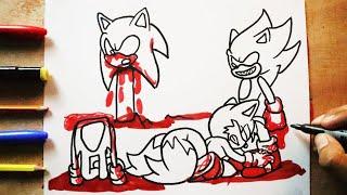 COMO DIBUJAR a DARK SONIC VS SONIC y TAILS