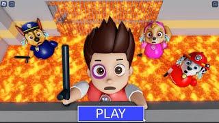 PAW PATROL RYDER NEEDS HELP! CHASE, SKYE, MARSHALL PRISON RUN BARRY! #roblox #obby