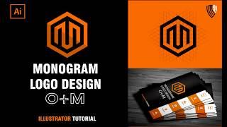 MO Monogram Logo Design Polygonal Shape | Adobe Illustrator Tutorial