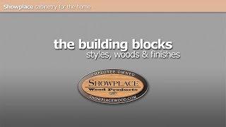 The cabinetry building blocks: Showplace styles, woods and finishes.