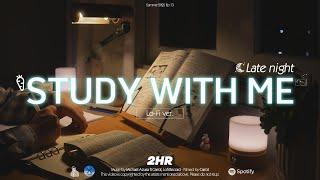 2-HOUR STUDY WITH ME | Relaxing Lo-Fi️ , Fire Crackle | Pomodoro 50-10 | Late night