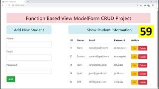 CRUD Project Function Based View with Model Form in Django (Hindi)