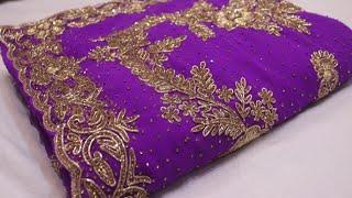 ARNG-3878 “The French Violet” Premium Designer Saree||Georgette Fabric||Zardozi||Crystals Stones