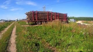 Урал Фред и Вольво привезли кругляк для пилорамы