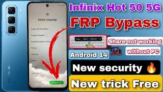 Infinix Hot 50 5G FRP bypass Share not working Android 14 | X6720 Google Account bypass without PC