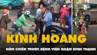 Kinh hoàng nhóm xe ôm hỗn chiến trước Bệnh viện quận Bình Thạnh, công an vào cuộc