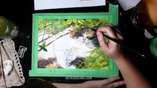 Watercolor Time Lapse - Speed Painting | Calico Cat Portrait (Cheerio)