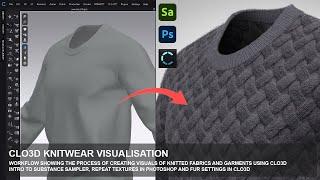 CLO3D Knitwear Visulisation Texturing using Substance Sampler and Fur Settings Knitwear Worflow