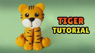 DIY how to make a TIGER - Easy Polymer Clay,  Fondant Cake Topper Tutorial