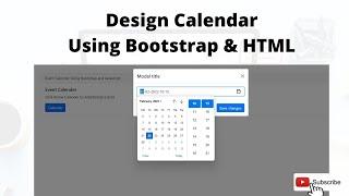 How to create calender using Bootstrap and HTML | Date and Time