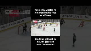 Kuzmenko wasted no time scoring his first goal for the Calgary Flames! #nhlhighlights