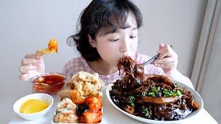 중식파티! 당면 잔뜩 넣은 짜장면 먹방옛날탕수육은 언제나 환영 (ft. 크림새우, 깐쇼새우) REALSOUND MUKBANG | Jjajangmyeon :D