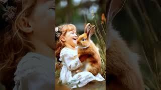 A beautiful video of girl playing with rabbit | ai animation | #shorts #art