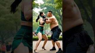 This Chinese Kung Fu Girl Harassment By A Giant Bodybuilder #kungfu #boxing #fight #ai #mma