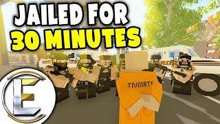 Crazy Police Chase Jailed For 30 Minutes - Unturned Roleplay (Car Thief Admin Abuse Almost Banned)