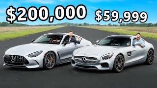 New Mercedes AMG GT vs The Cheapest AMG GT You Can Buy // DRAG RACE, REVIEW + LAP TIME