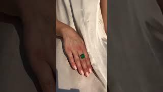 Natural emerald and diamonds ring, GIA certified, 14k white gold, www.goldaevo.com