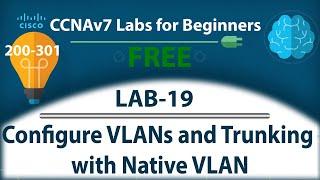 Configure VLANs and Trunking with Native VLAN - Lab19 | Free CCNA 200-301 Lab Course