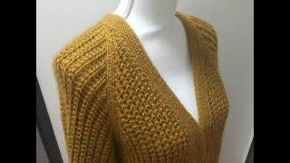 ЧАСТЬ 1. Кардиган. Реглан сверху.Полуанглийская резинка. Подрез. Raglan.Cardigan.Brioche stitch.