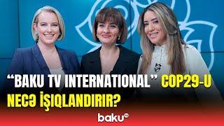 "Baku TV International"da xəbərlər buraxılışına hazırlıqdan kadrarxası görüntülər