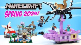 Minecraft LEGO Spring 2024 Sets Review The Ender Dragon End Ship at Windmill Wolf Stronghold!