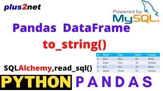 Python Pandas string output  from DataFrame & using MySQL sample table as source  by  to_string()