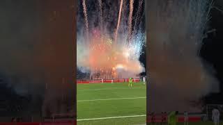 Big Pyro Show and fireworks from FC Zürich ultras in away sector. Fc Sion - Fc Zürich