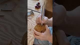 Carving a gourd box on a lovely August day ️  #art #ithaca #carving #gourds