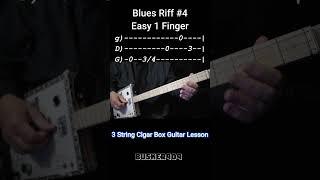 Blues Riff #4 (Easy 1 Finger) 3 String Cigar Box Guitar Lesson (CBG) #shorts